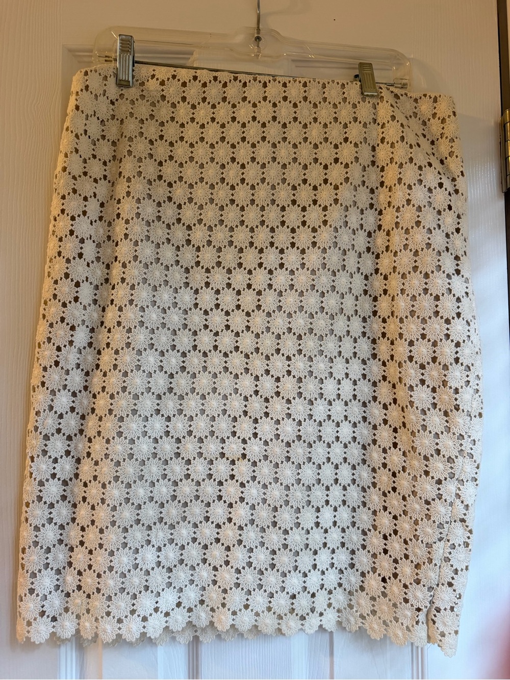 Charter Club Cream Crochet Lace Pencil Skirt